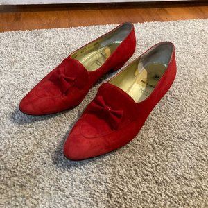 VINTAGE 1960's Bruno Magli Red Suede Loafers in INCREDIBLE condition. Size 8